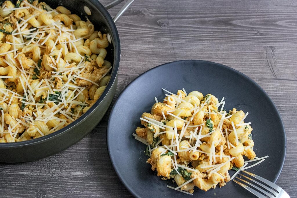 creamy pumpkin pasta with spinach