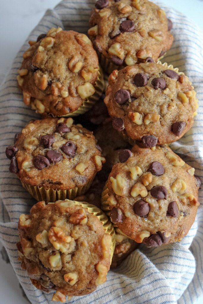 banana muffins in a basket