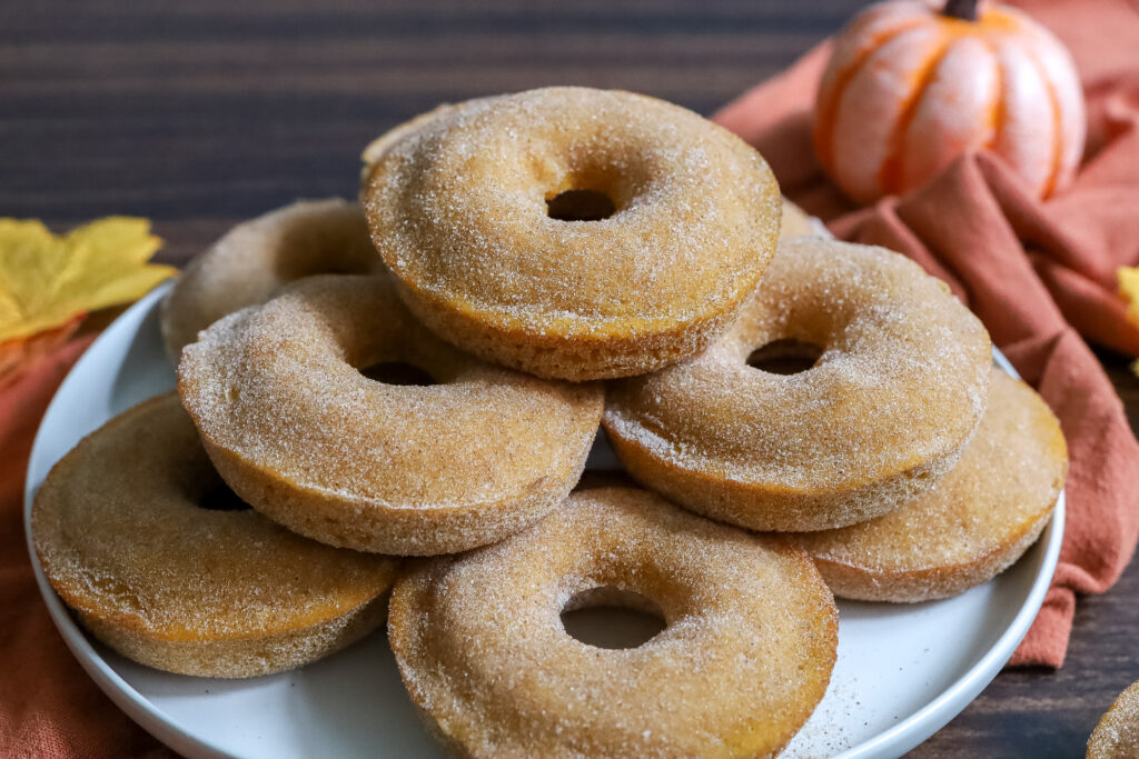 pumpkin donuts on a plate