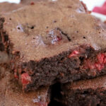 stacked raspberry brownies