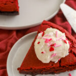 red velvet brownie pie slice
