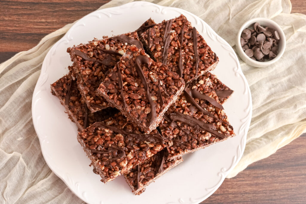 rice krispie treats on a plate