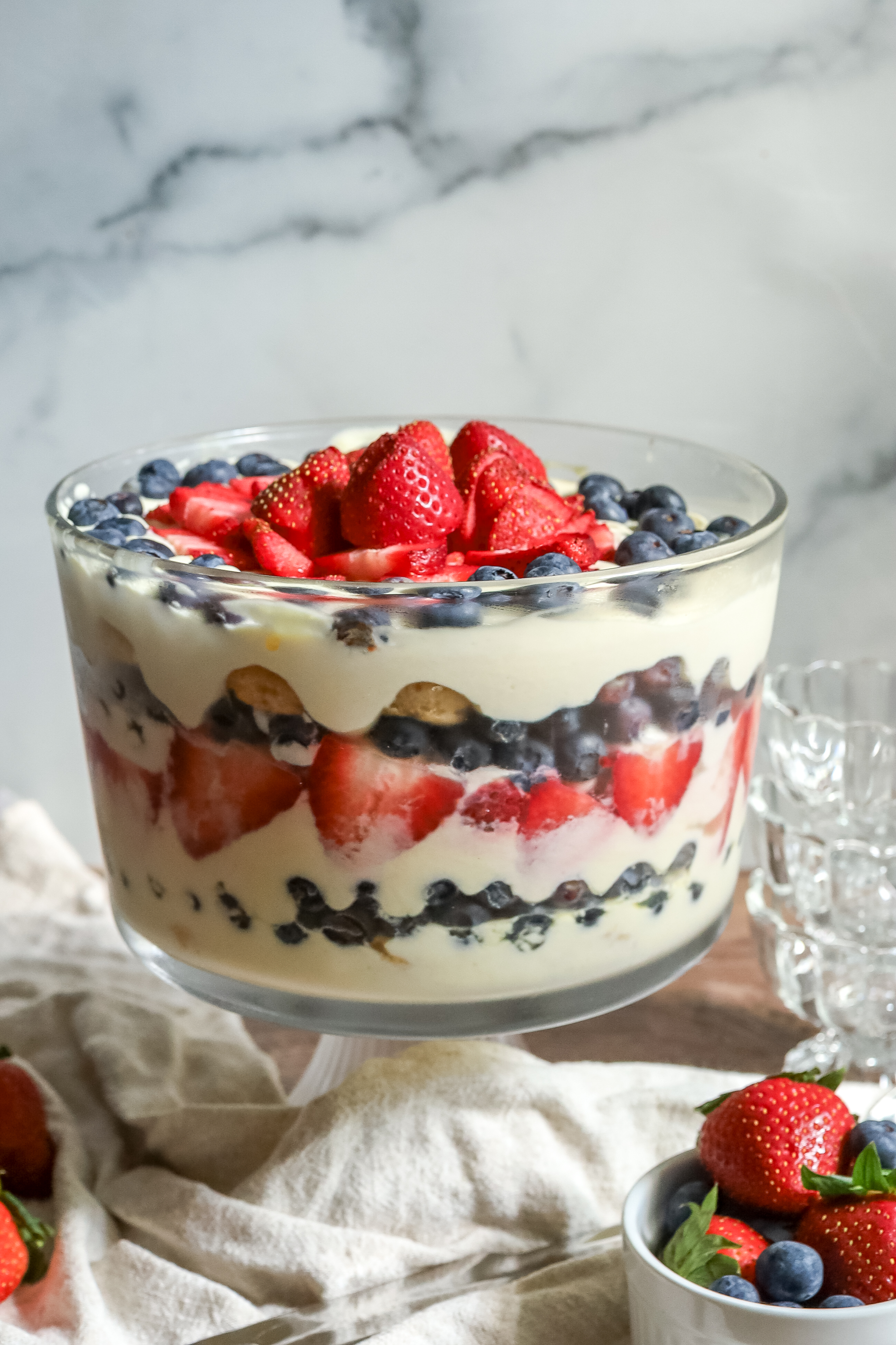 red, white and blue trifle