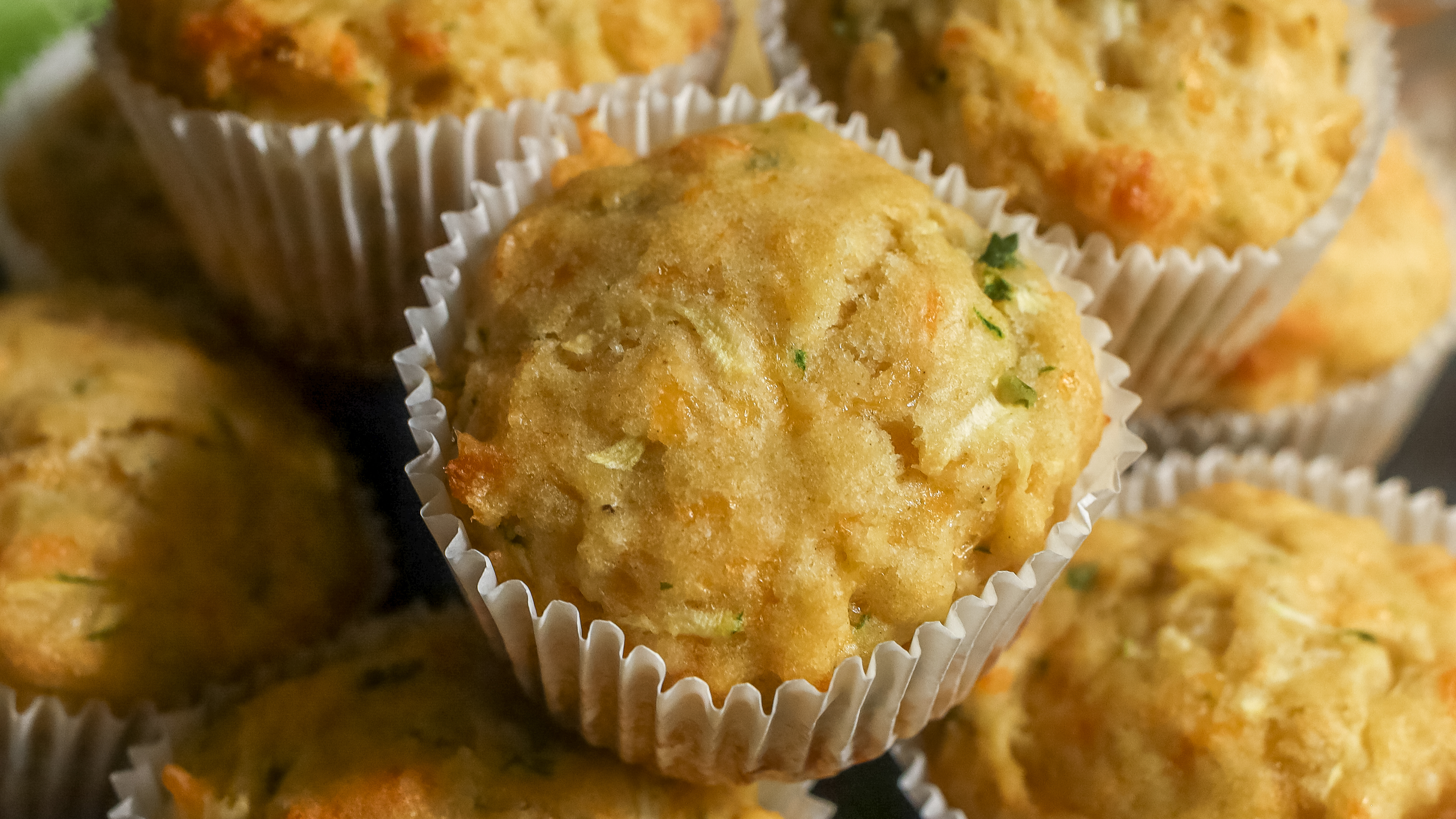 close up of a zucchini muffin
