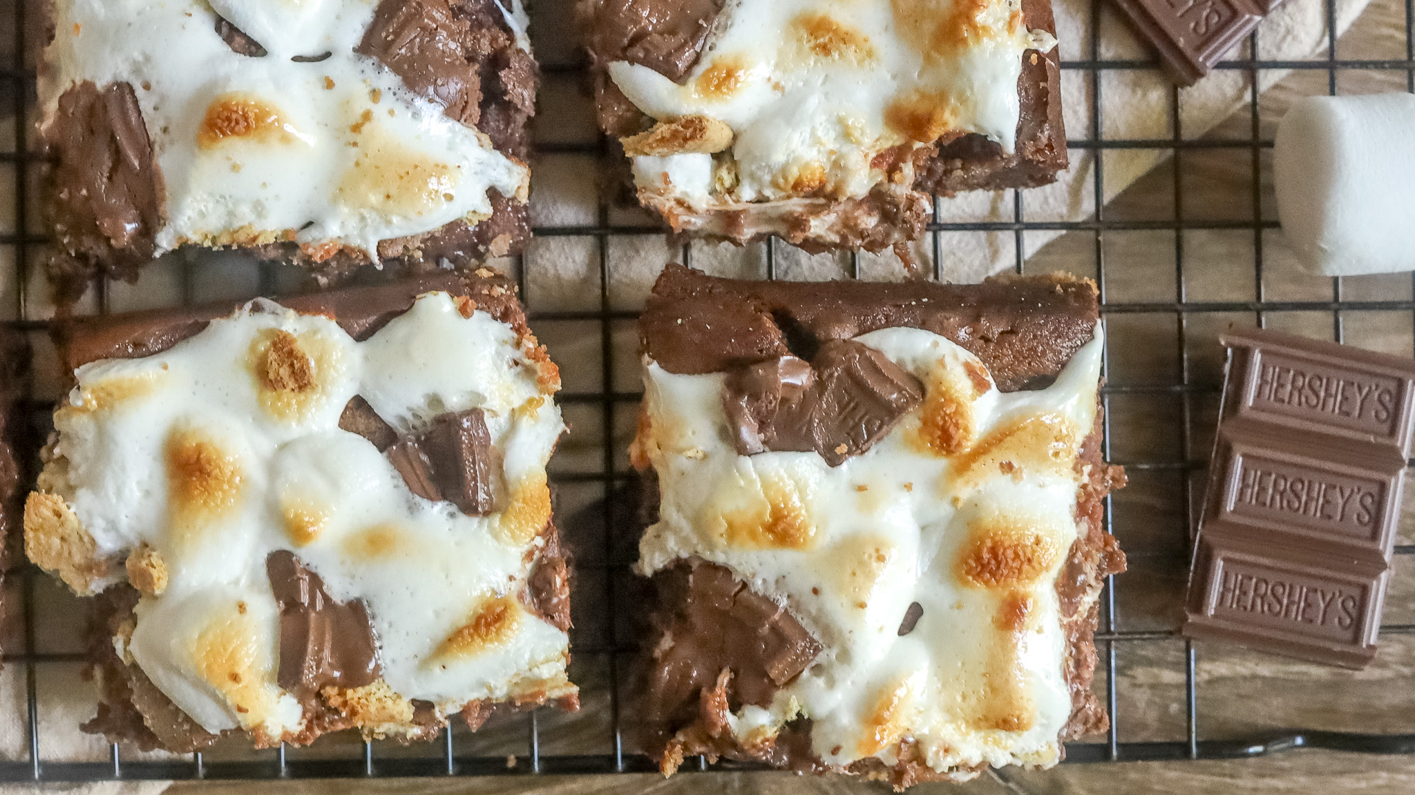 s'mores brownies on a cooling rack