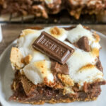 Close up of a s'mores brownie on a plate