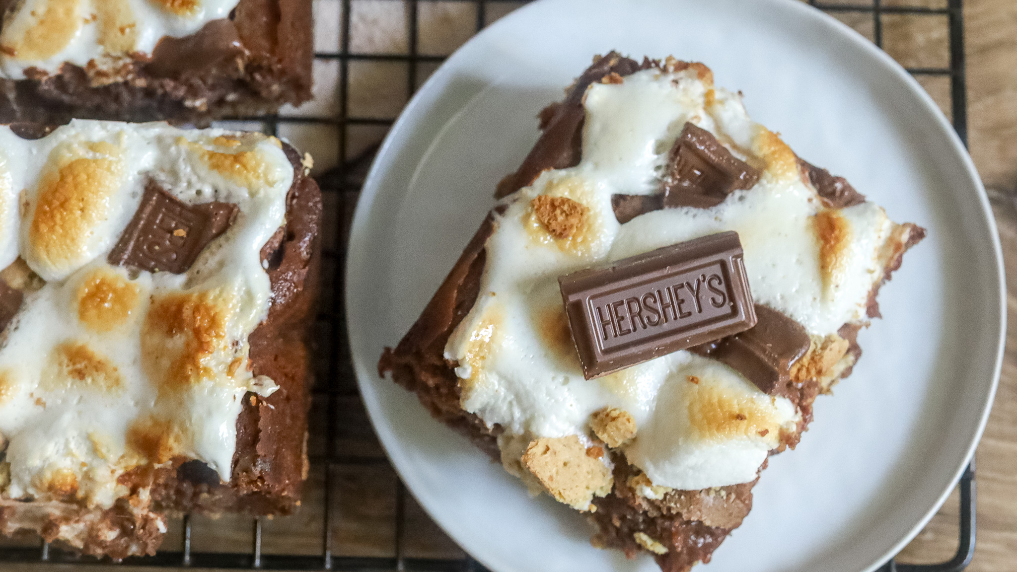 a s'mores brownie on a plate