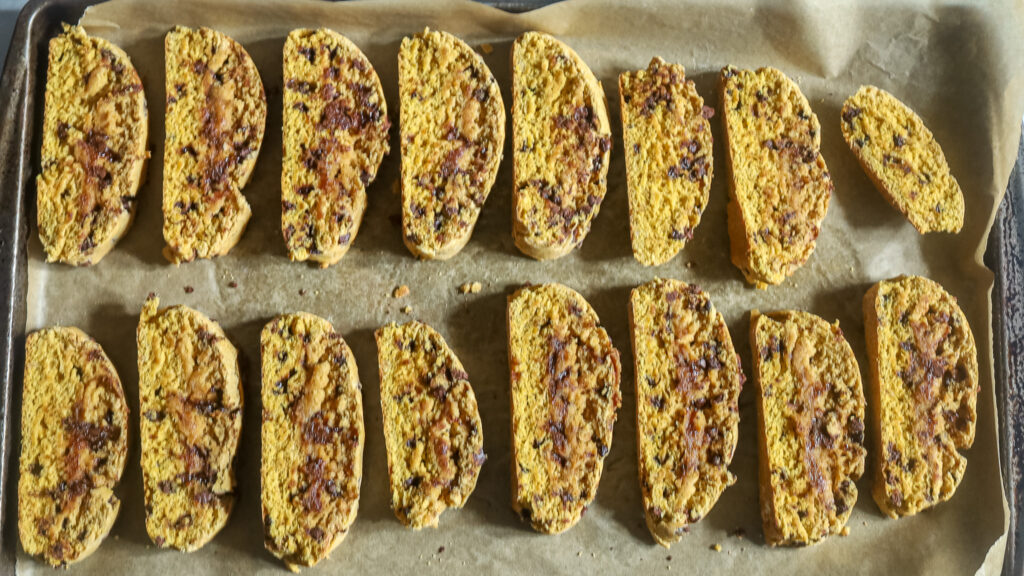 cut biscotti before second bake