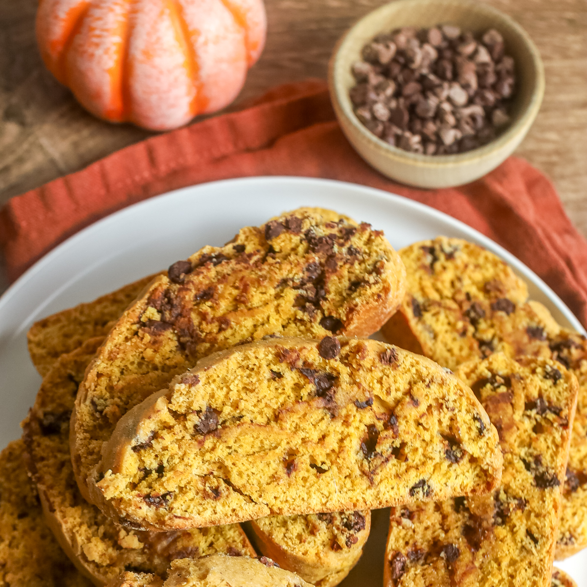 pumpkin biscotti on a plate