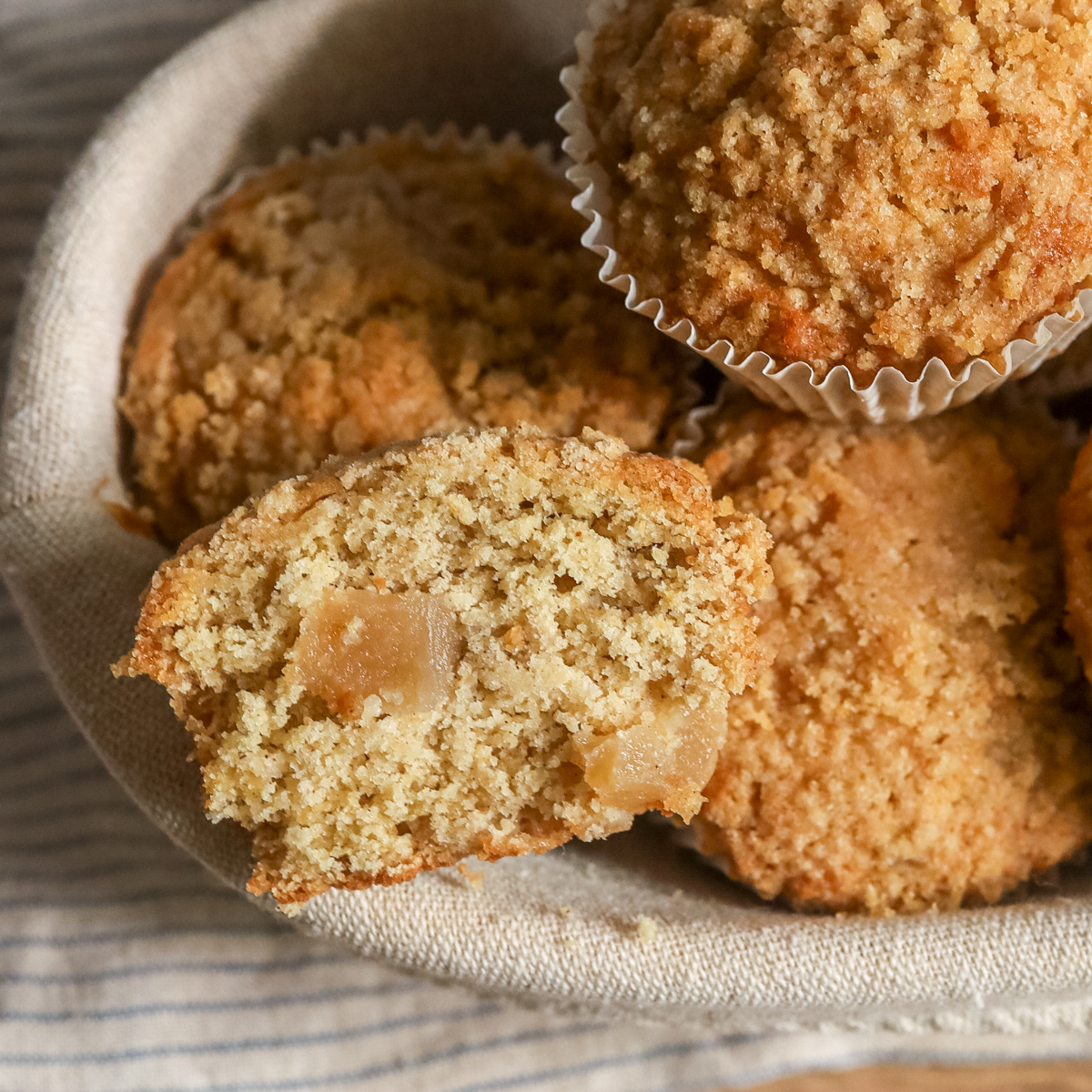 apple pie muffins in a basket