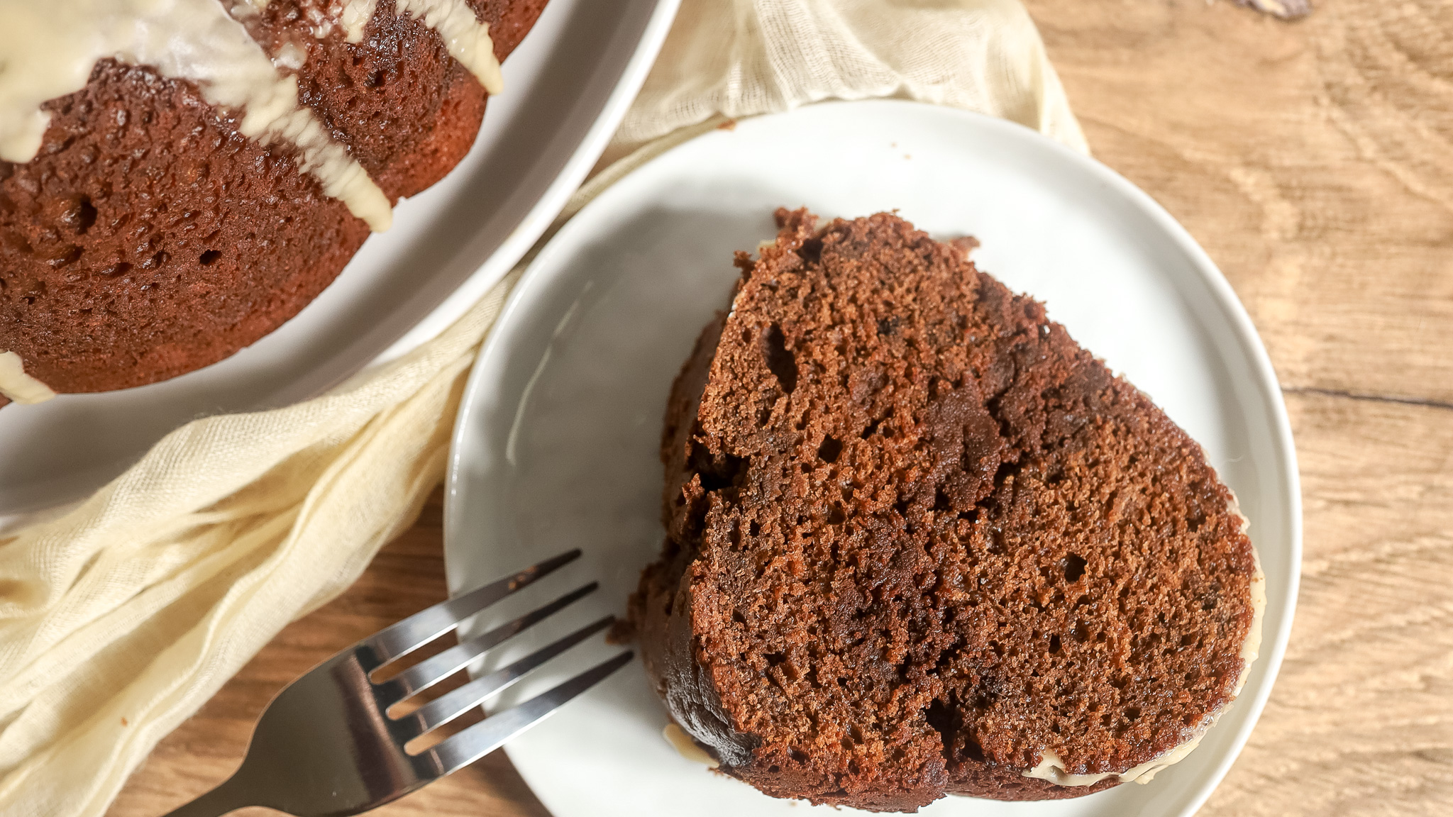 a slice of mocha coffee cake