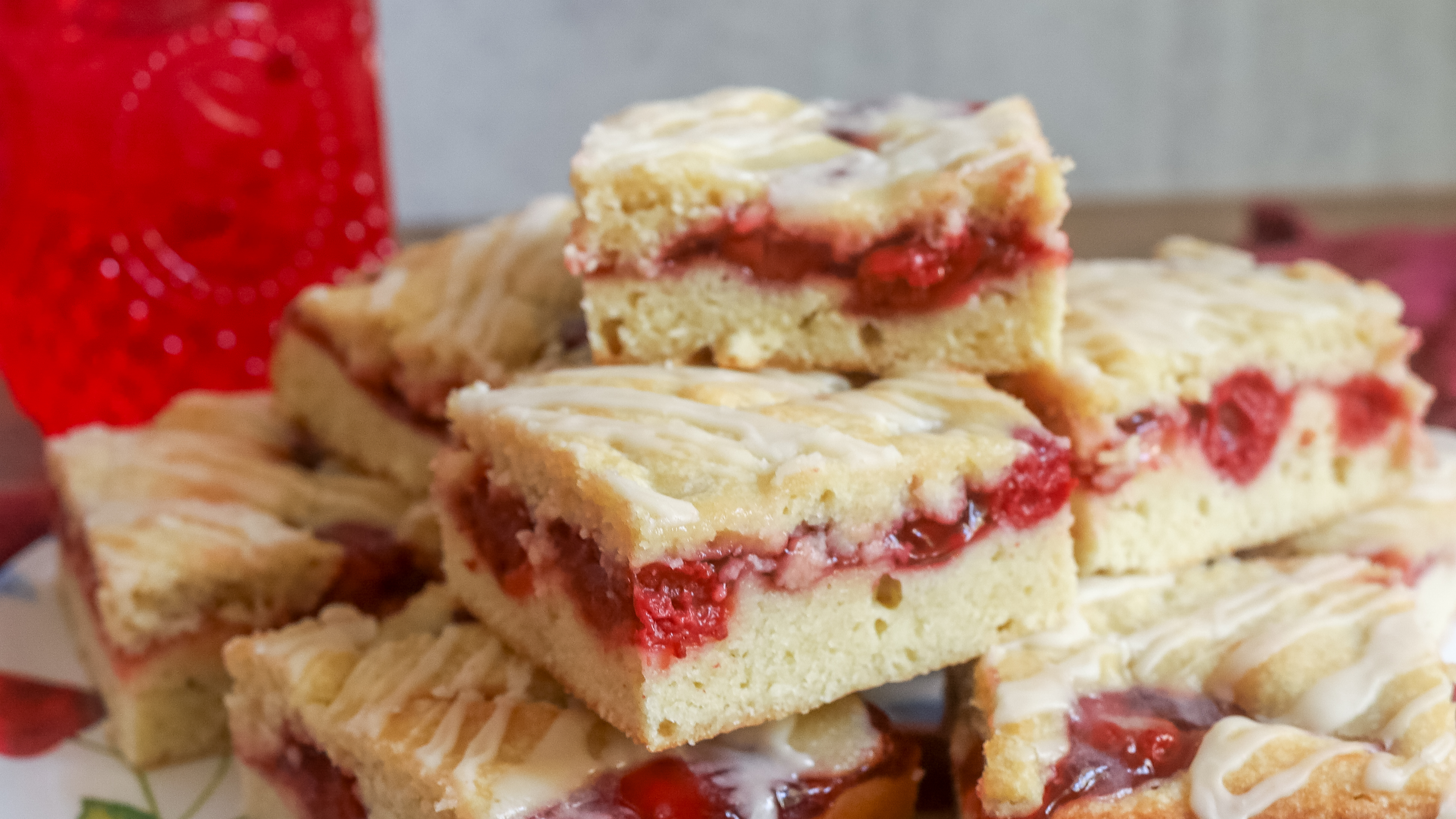 side view of easy cherry pie bars