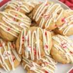 close up shot of white chocolate peppermint cookies