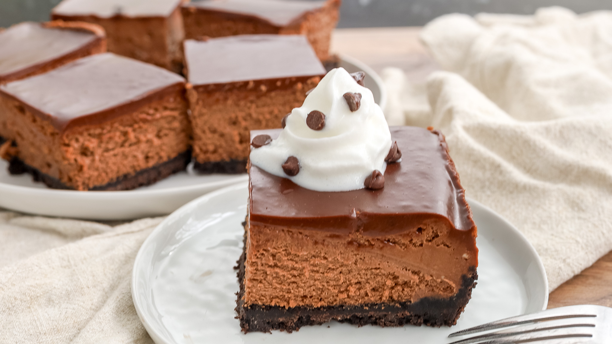 a slice of Guinness cheesecake on a plate
