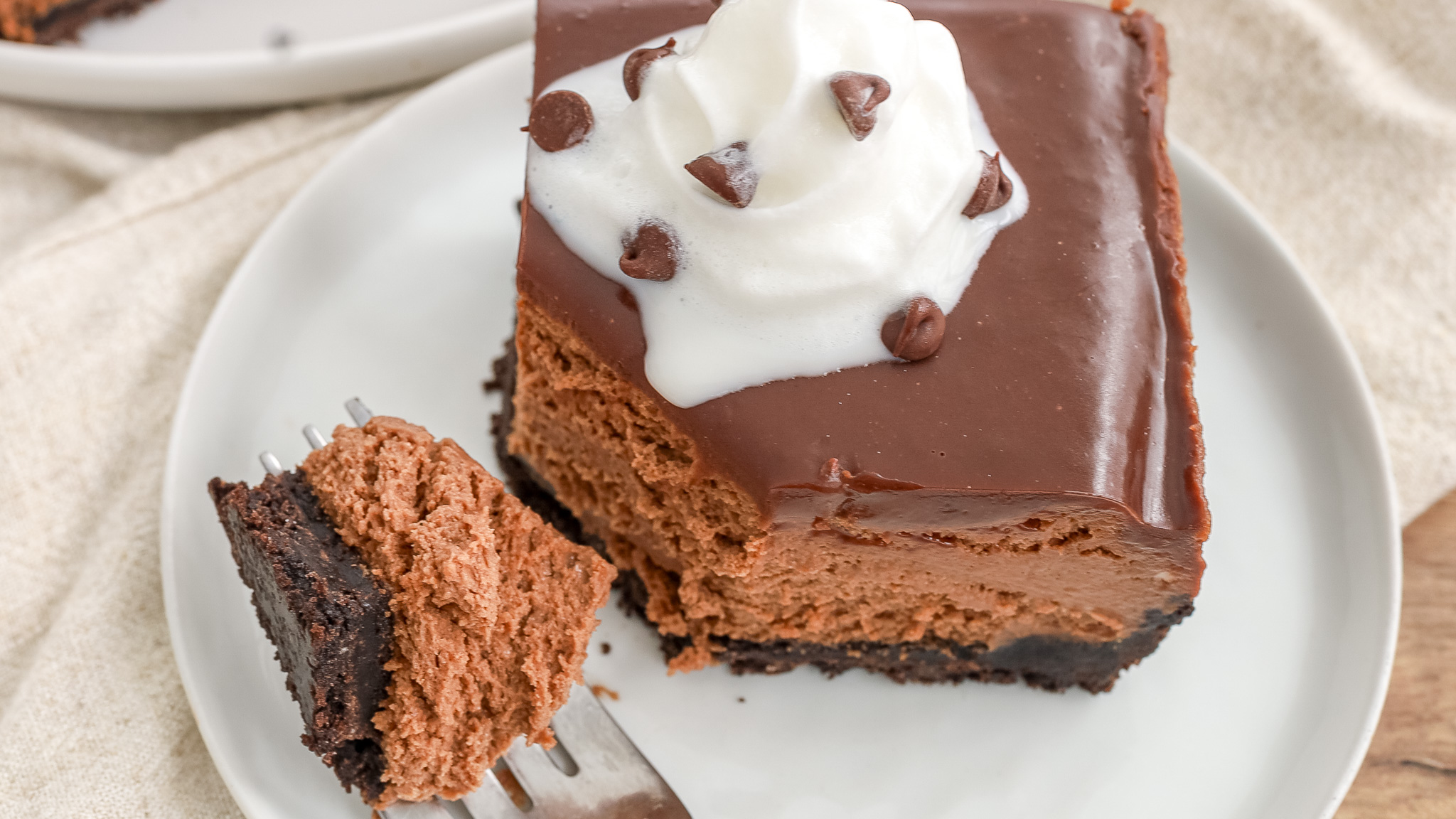 close up of a slice of Guinness cheesecake