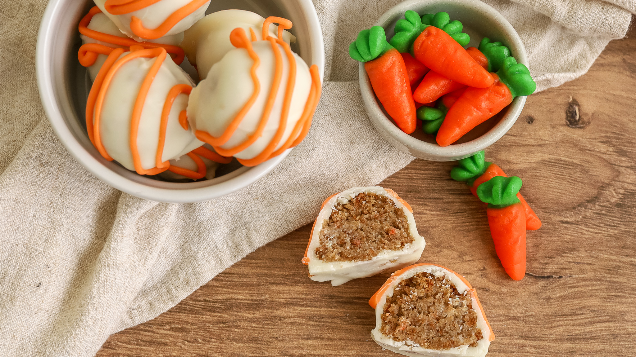 cut open carrot cake truffles
