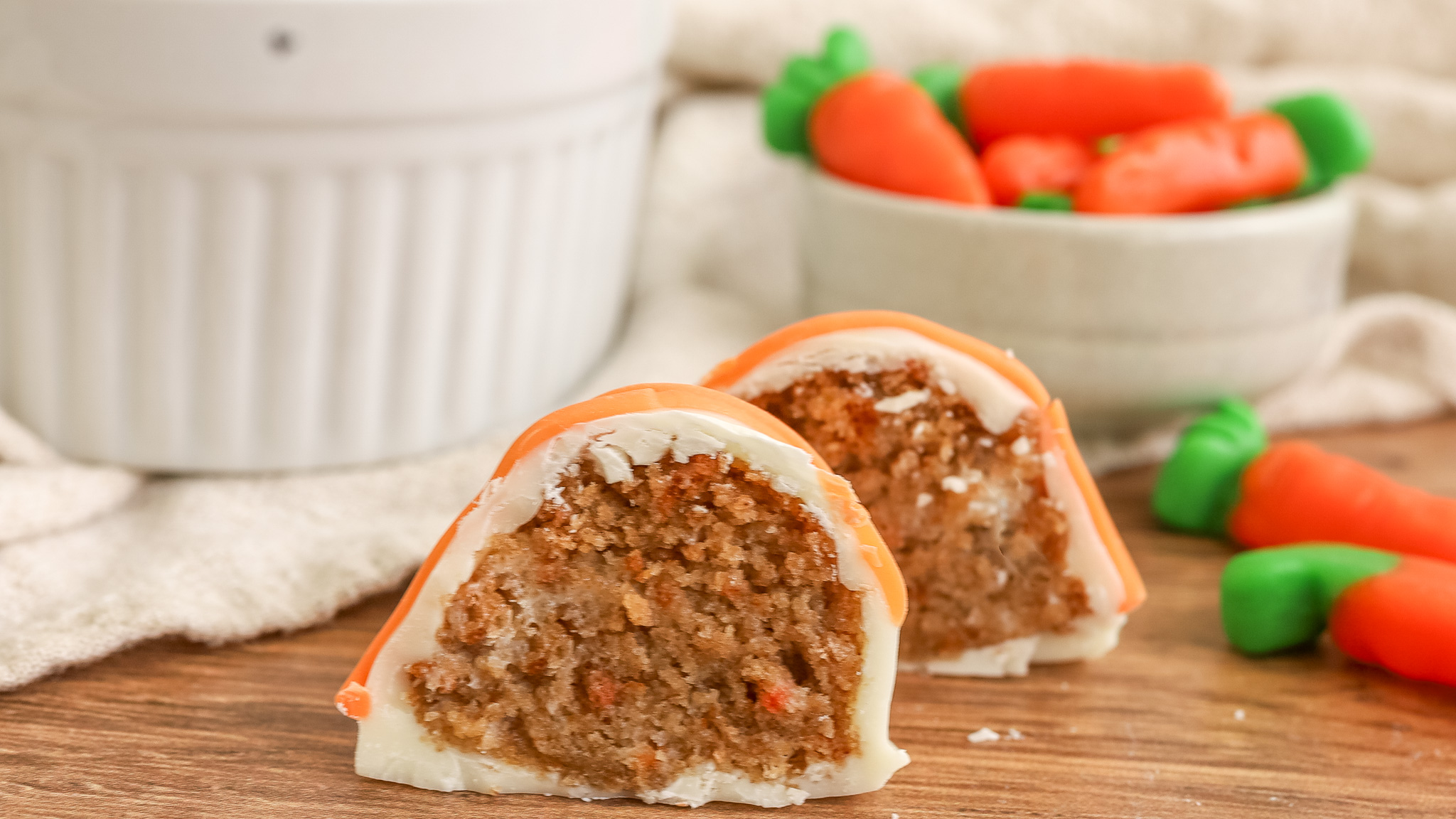 close up of carrot cake truffles