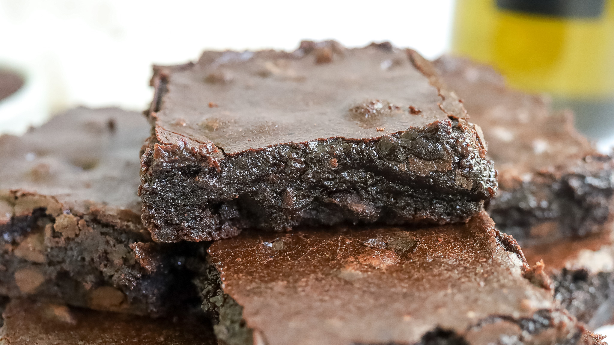 side view of an olive oil brownie