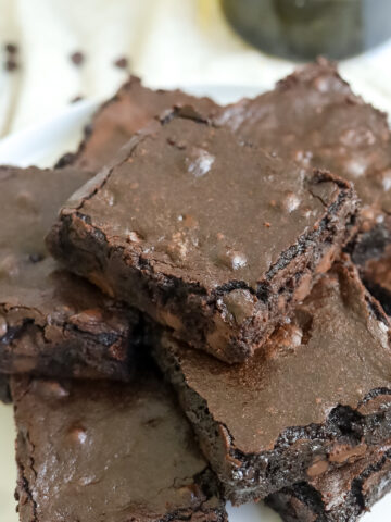 olive oil brownies on a plate