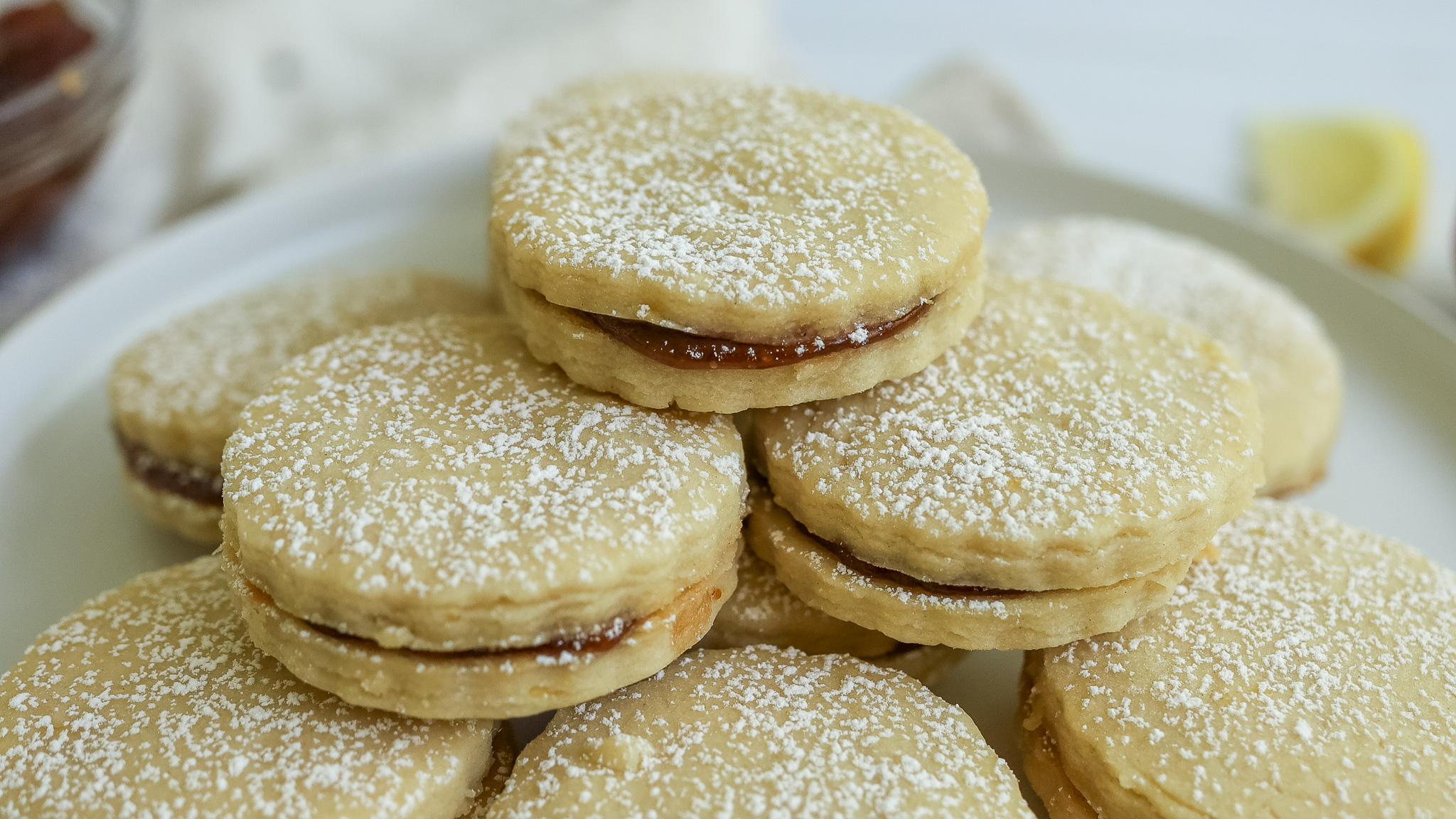 Close up photo of lemon sandwich cookies