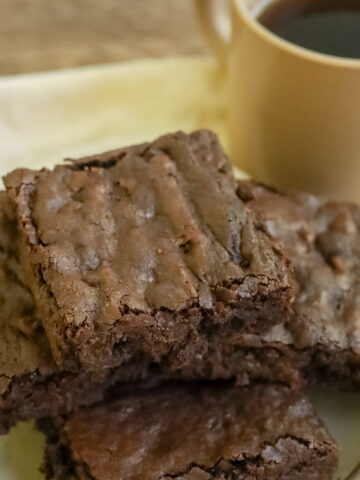 stack of espresso brownies