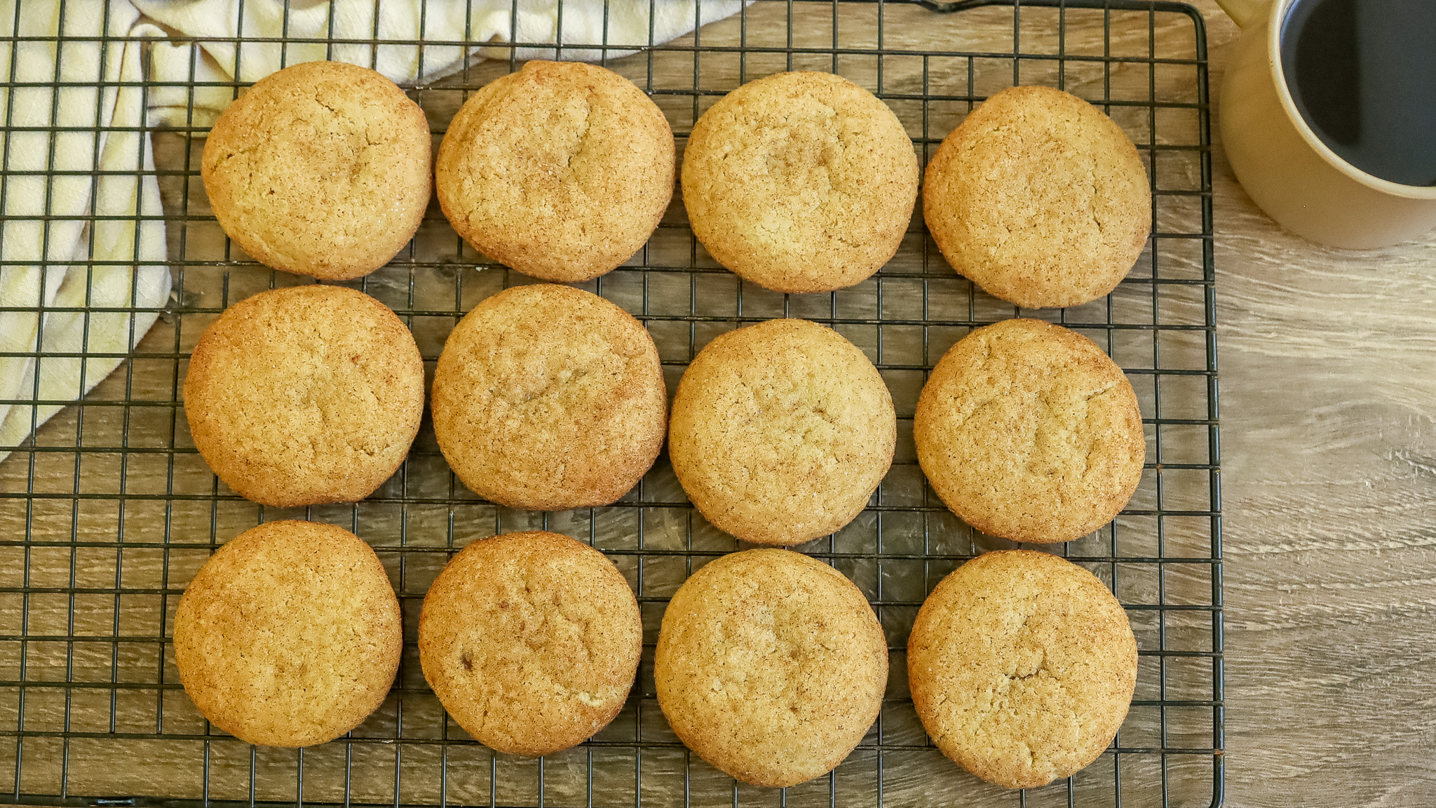 Overhead photo of brown butter cookies on a cooling rack