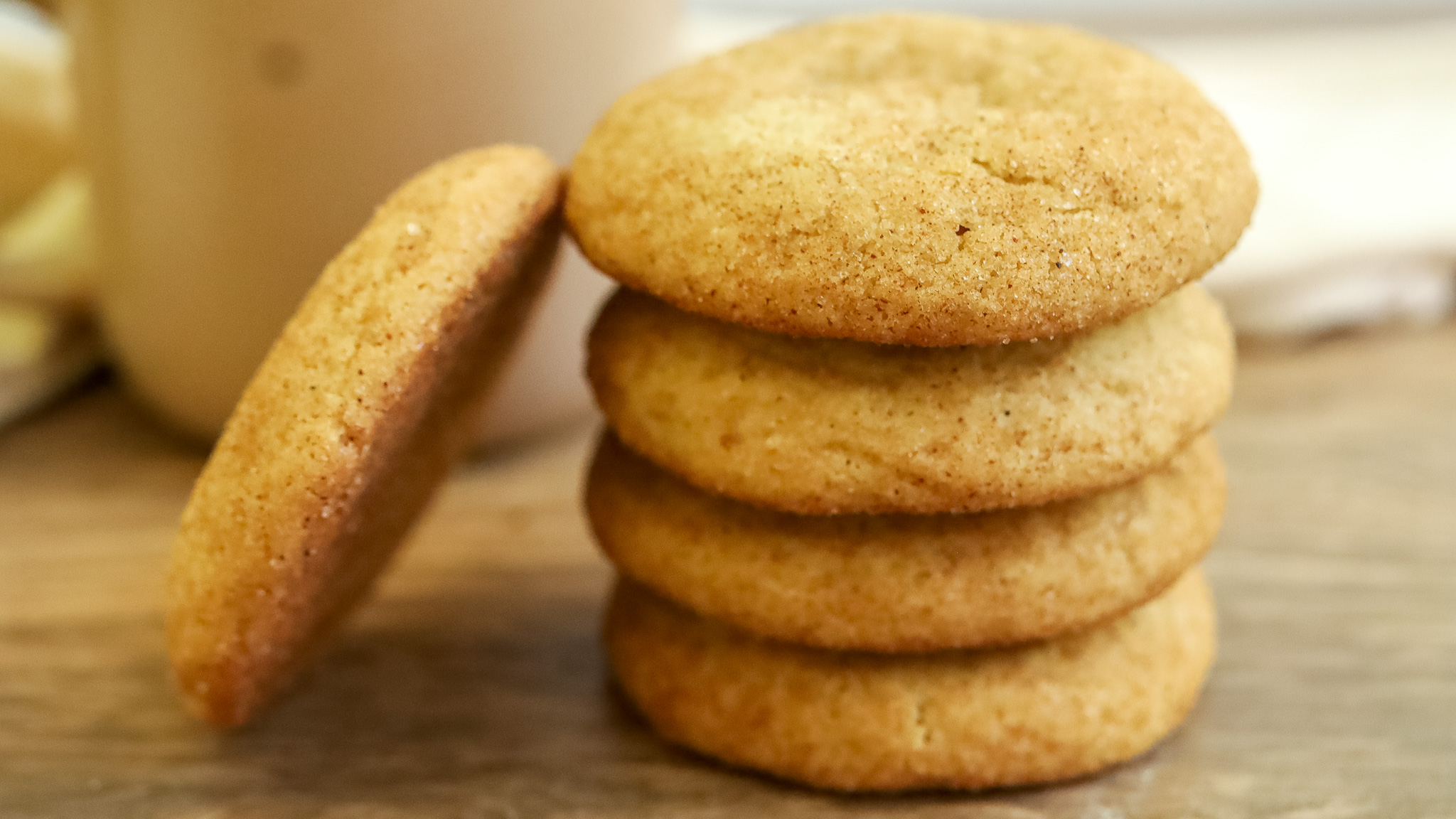 close up side photo of a snack of snickerdoodles