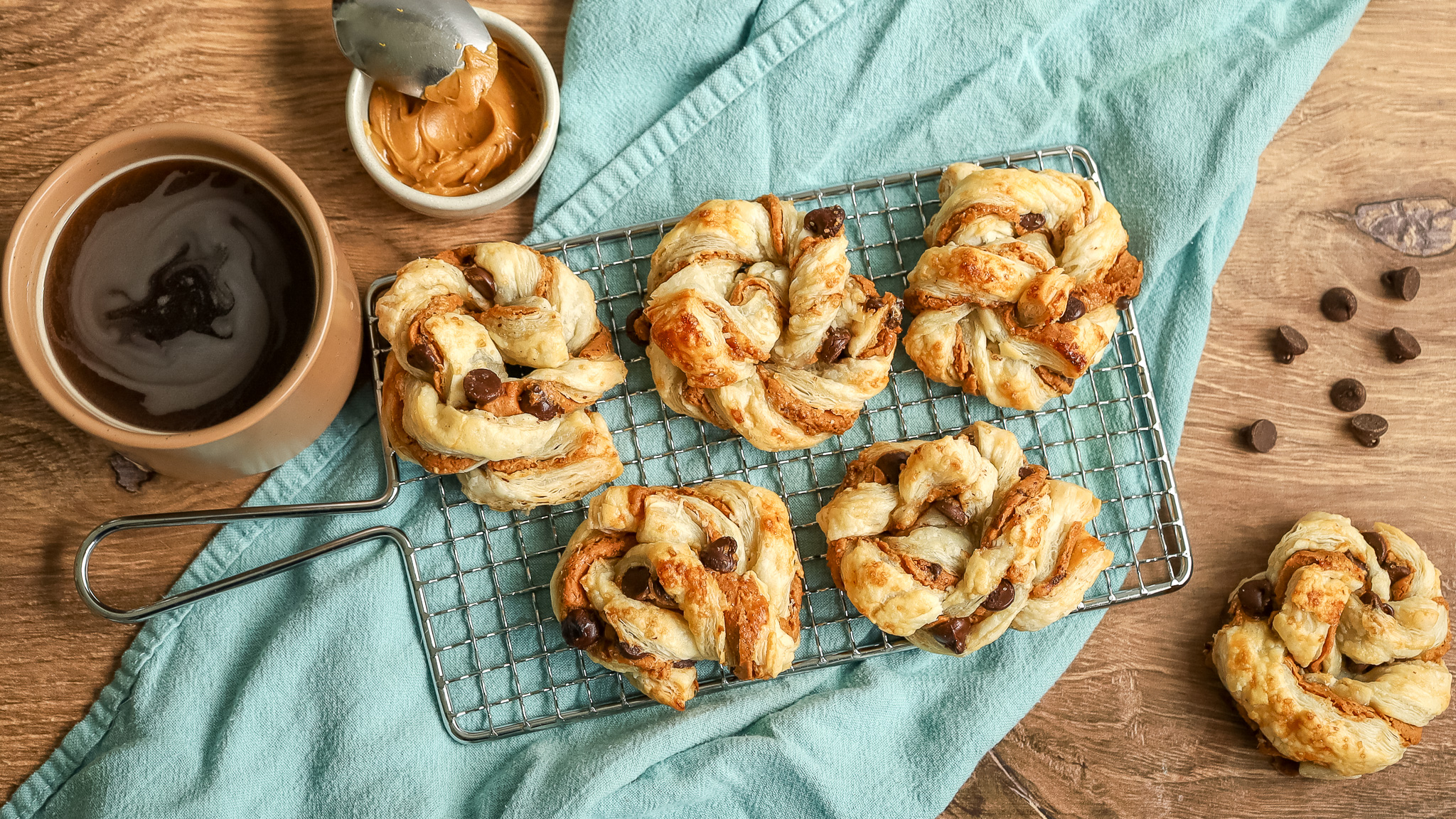 overhead photo of peanut butter chocolate pastries