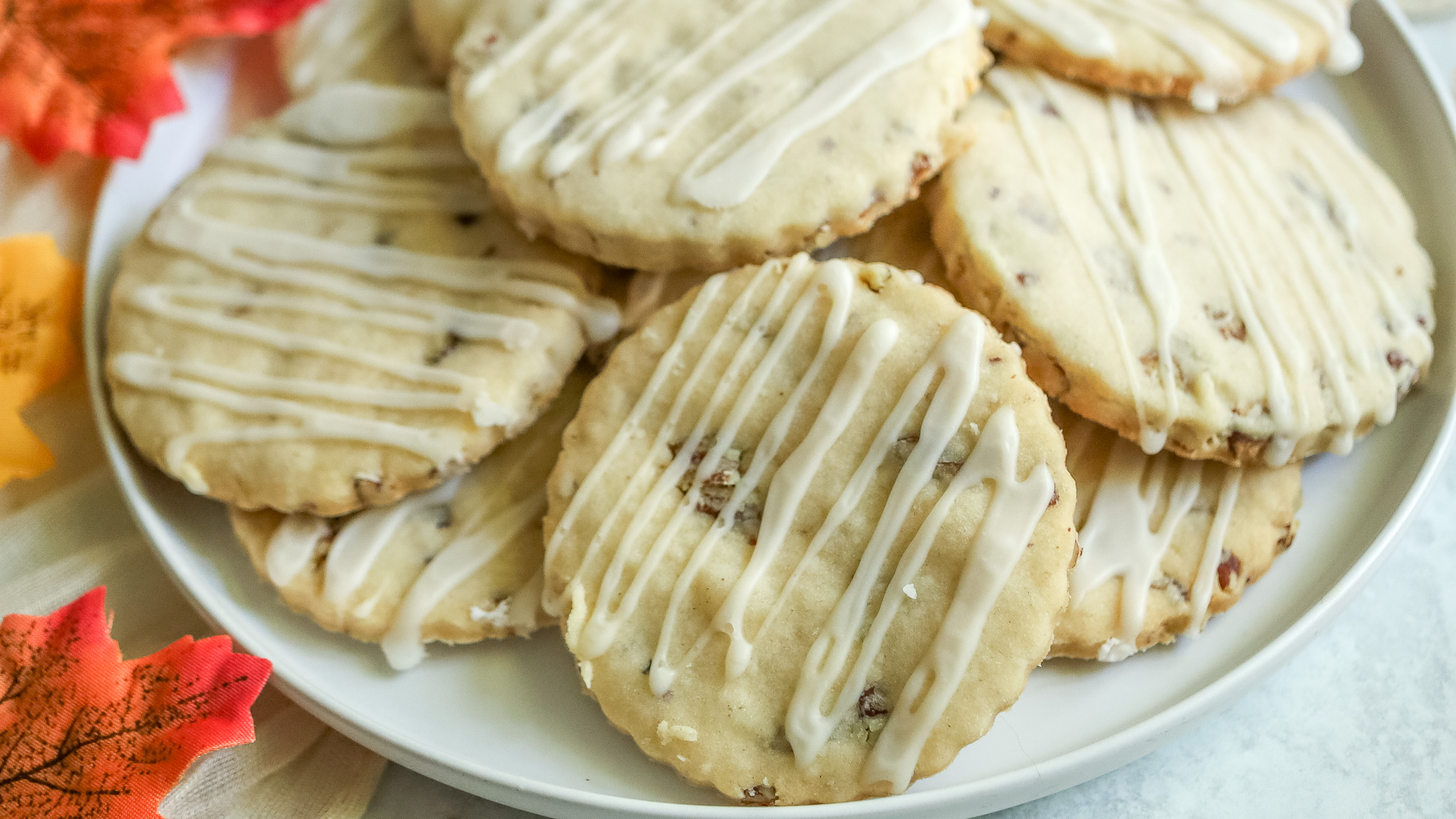 Close up of maple shortbread cookies