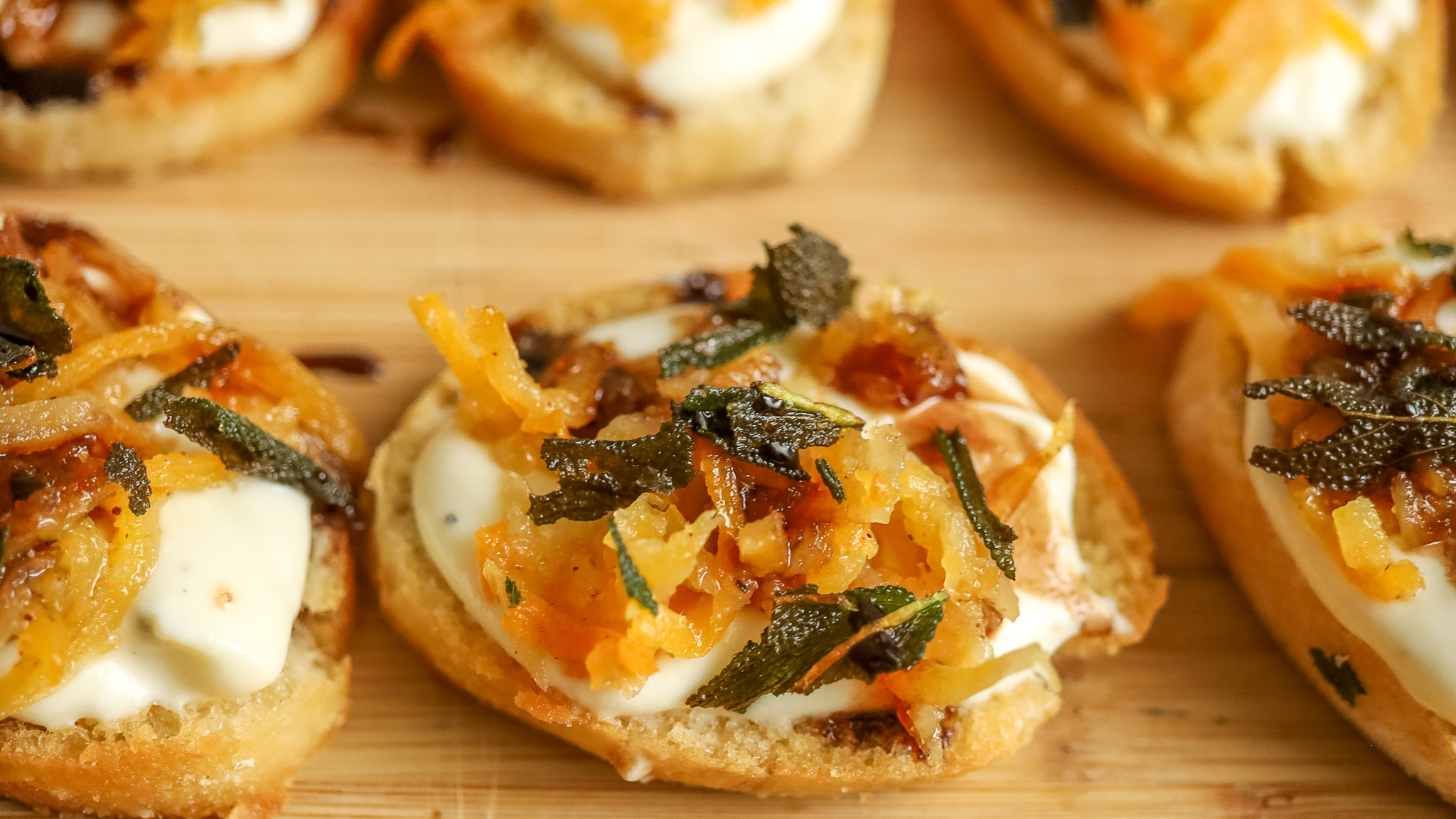 close up of fall appetizers